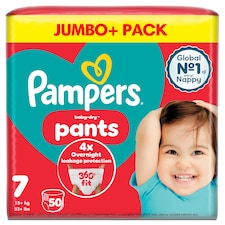 Pampers Baby-Dry Nappy Pants Size 7 Jumbo+ Pack 50 Pack