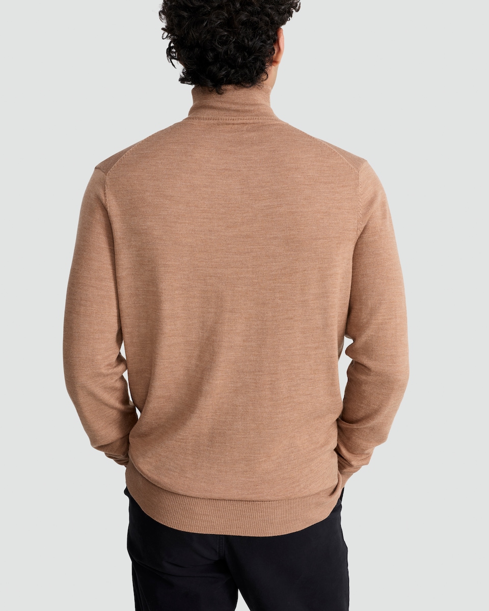 image 1 of F&F Pure Merino Wool Roll Neck Jumper in Med Nude
