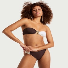 F&F Textured Metal Accent Bandeau Bikini Top in Multi Brown