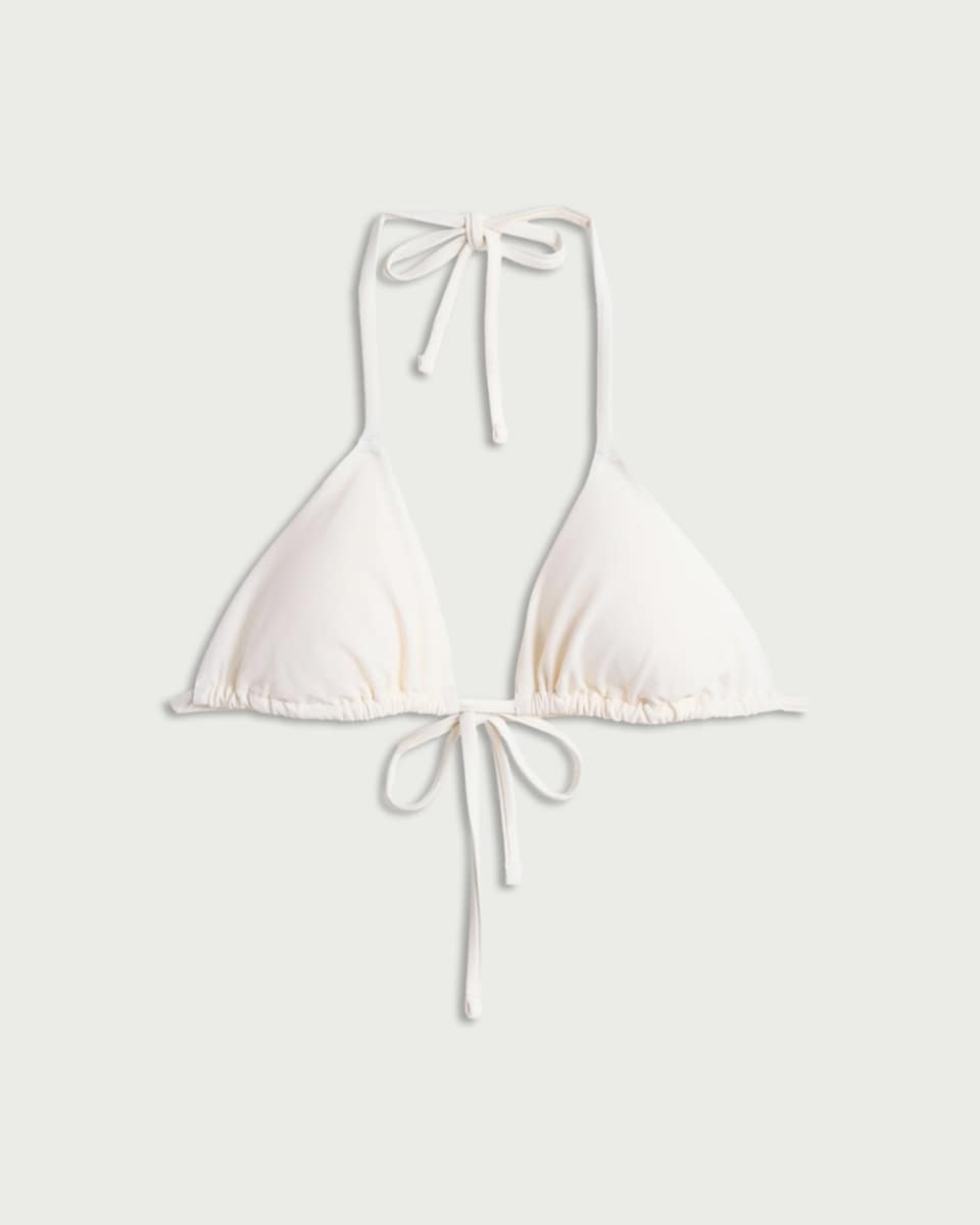 image 1 of F&F Triangle Halter Neck Bikini Top in Cream