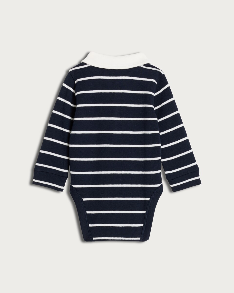 image 1 of F&F Baby 2-Pack Pure Cotton Stripe Print Long Sleeved Bodysuits in Navy