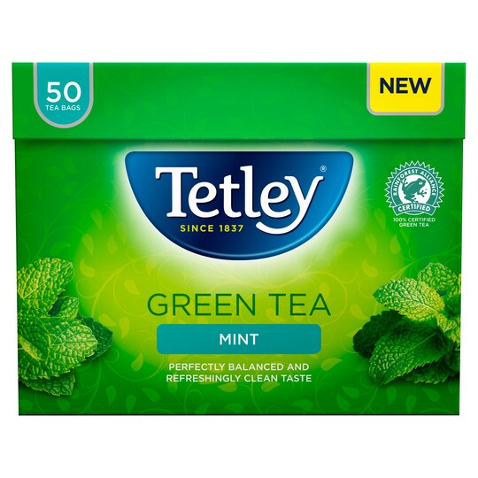 Tetley Green Tea Mint 50 Tea Bags 100G Tesco Groceries