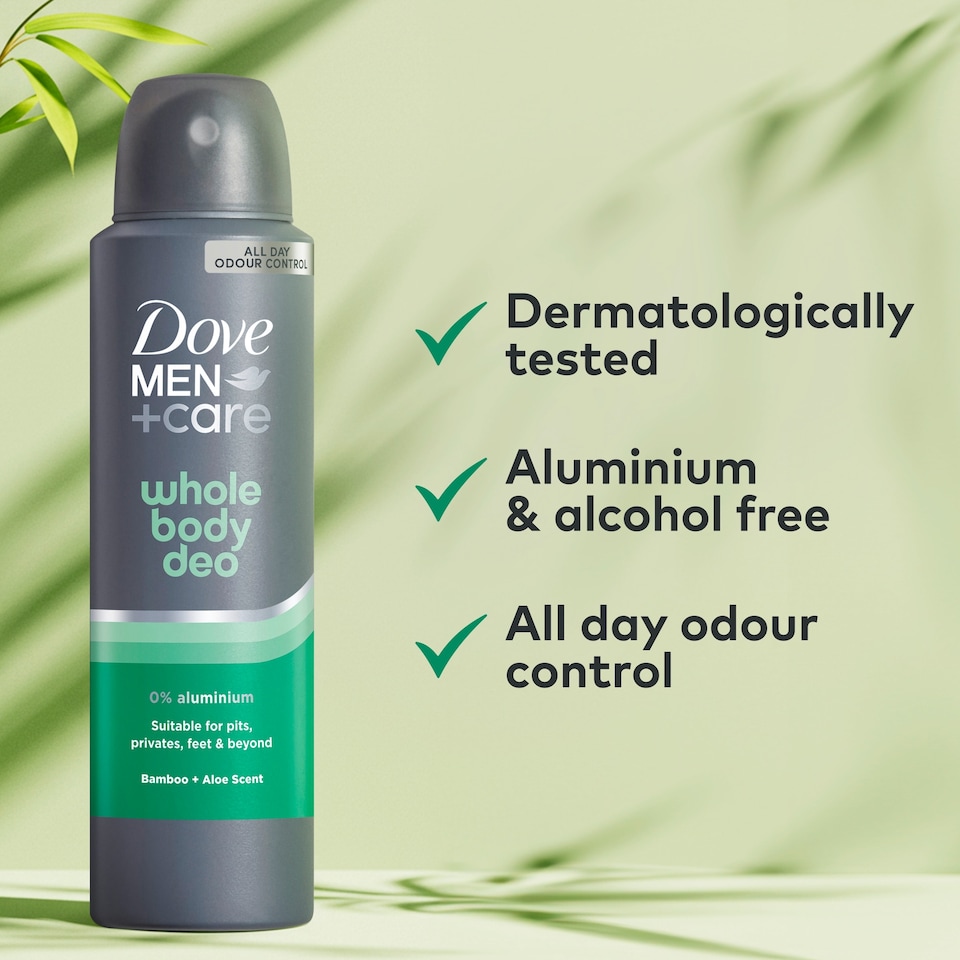 image 1 of Dove Men+Care Bamboo & Aloe 48h Whole Body Deodorant Spray Odour Control 150ml