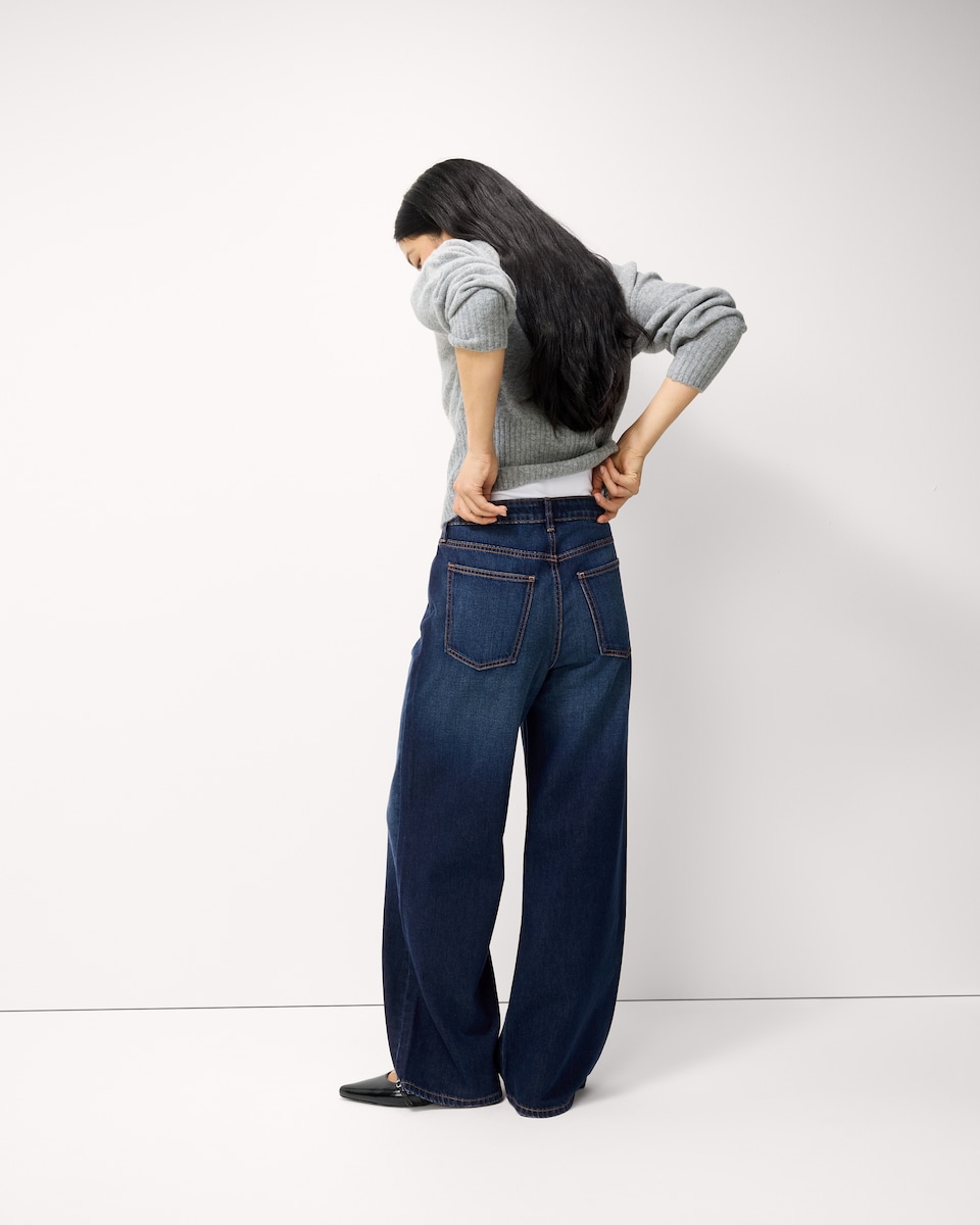 image 1 of F&F High Rise Wide Leg Jeans in Navy