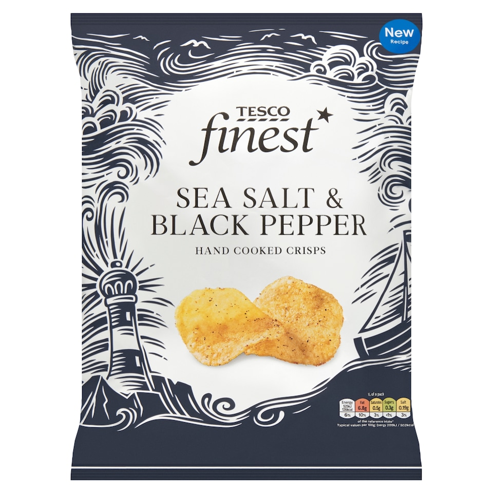 Tesco Finest Smažené bramborové lupínky s černým pepřem a mořskou solí 150g