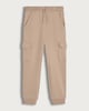 image 5 of F&F Boys Cotton Rich Cuffed Drawstring Cargo Joggers in Stone