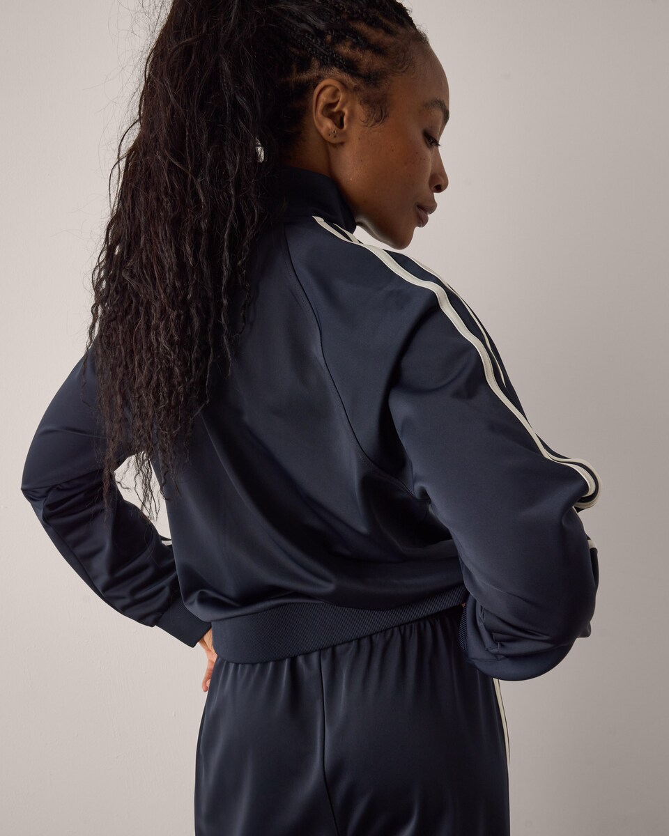 image 1 of F&F Active AFTERCLASS Side Stripe Zip Up Jacket in Navy