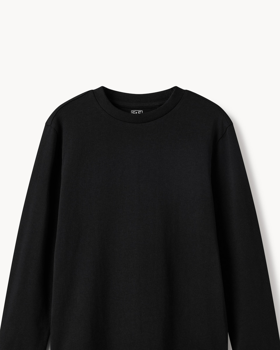 image 1 of F&F Boys Pure Cotton Long Sleeved Top in Black