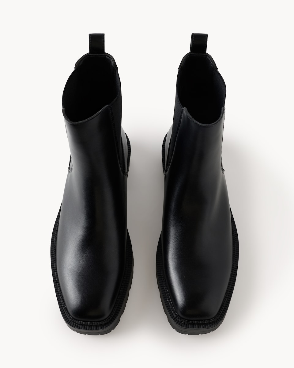 image 1 of F&F Faux Suede Chunky Chelsea Boots in Black