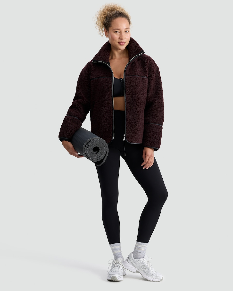 image 1 of F&F Active Borg Funnel Neck Zip Through Jacket in Purple