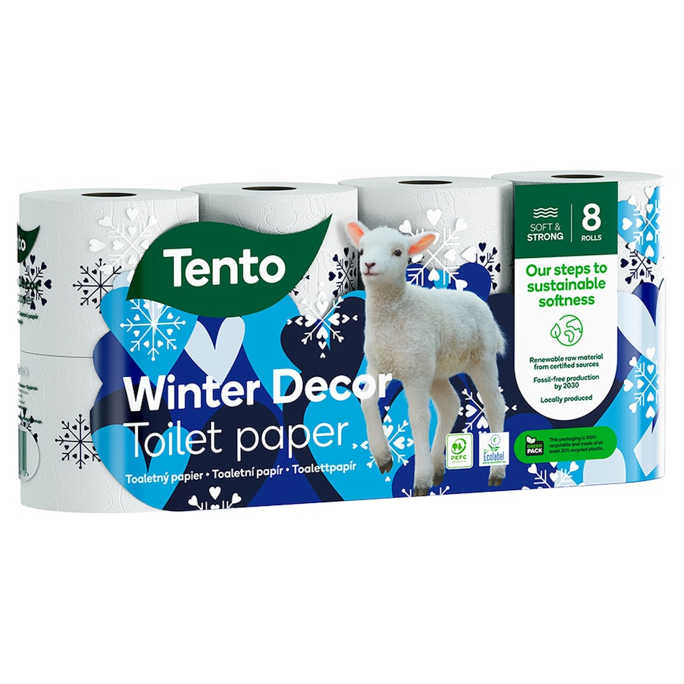 Tento Winter Decor Toilet Paper 3 Ply 8 Rolls