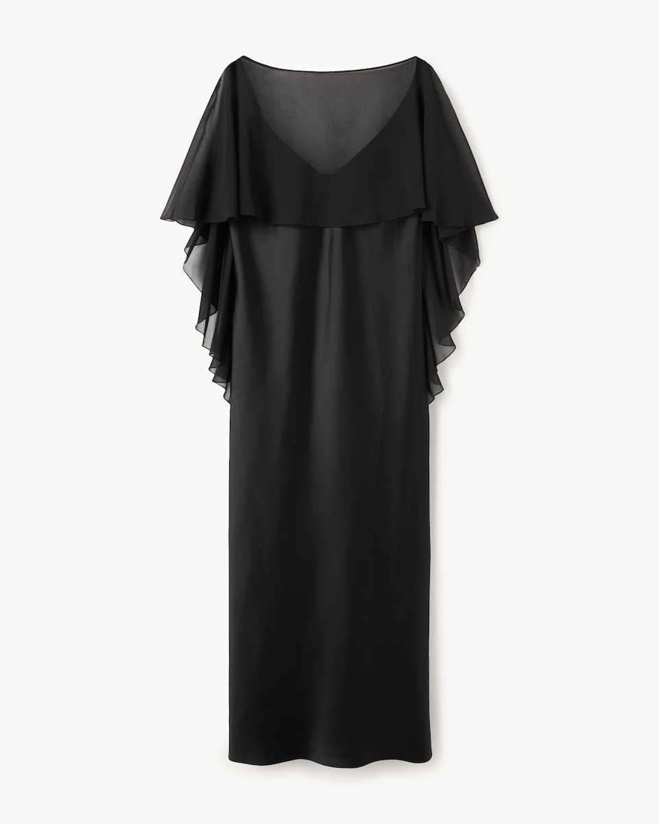 image 1 of F&F Satin Cape Midi Dress in Black