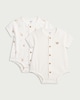 image 1 of F&F Baby 2-Pack Cotton Rich Ribbed Bear Print Short Sleeved Bodysuits in White