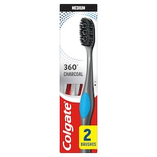 Colgate 360 Charcoal közepes fogkefe 2 db
