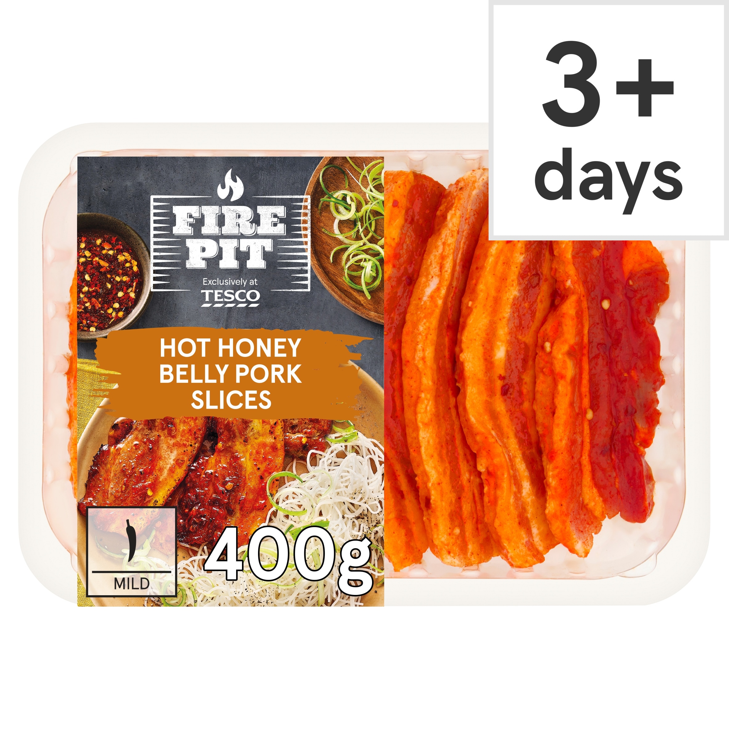 Tesco Fire Pit Hot Honey Pork Belly Slices 400G