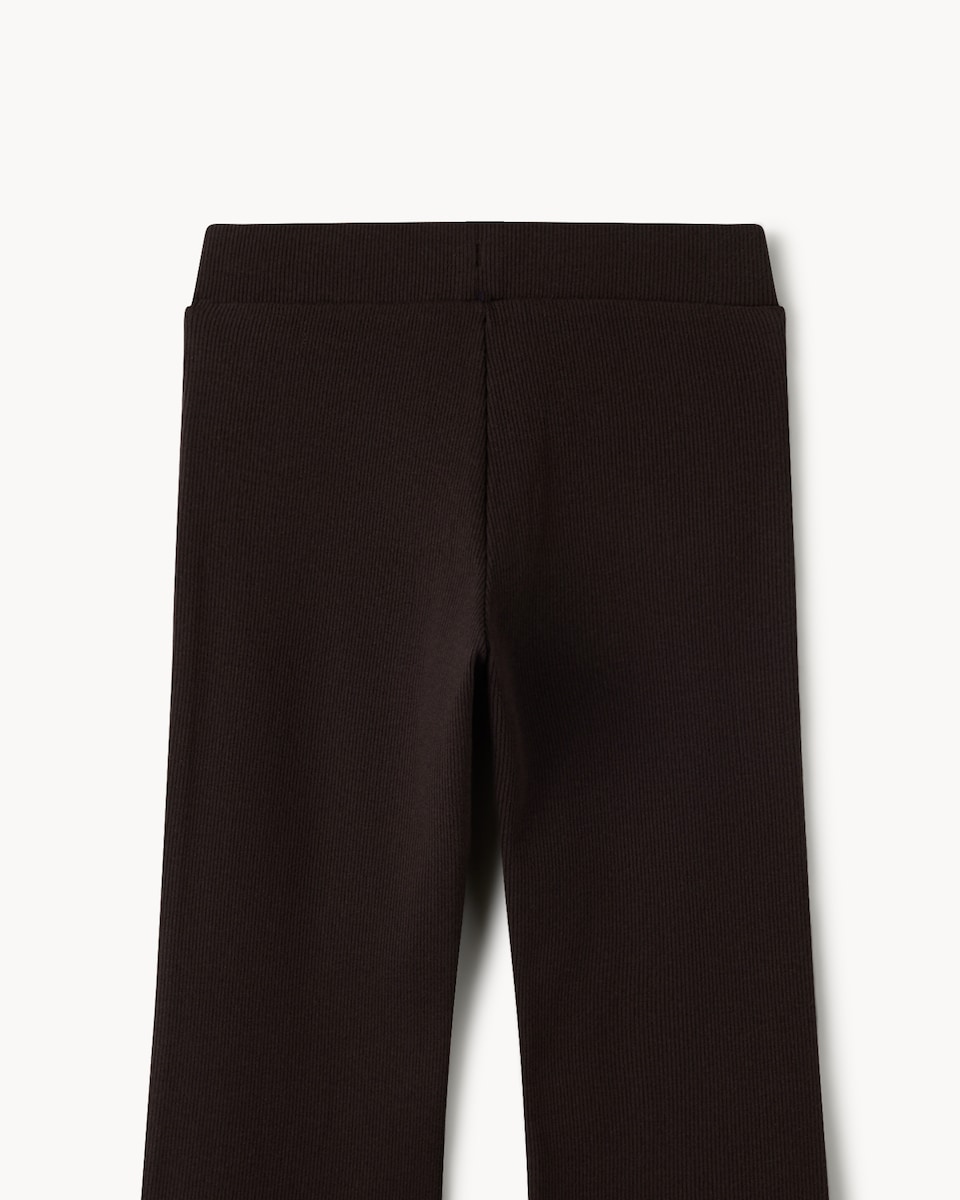 image 1 of F&F Girls Cotton Rich Ribbed Leggings in Brown