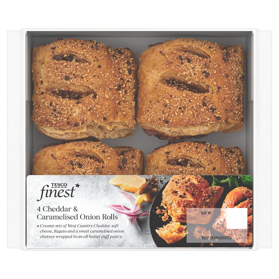 Tesco Finest 4 Vintage Cheddar & Caramelised Onion Rolls 188G