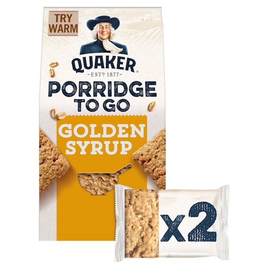 Quaker Porridge To Go Golden Syrup 2X55g Tesco Groceries