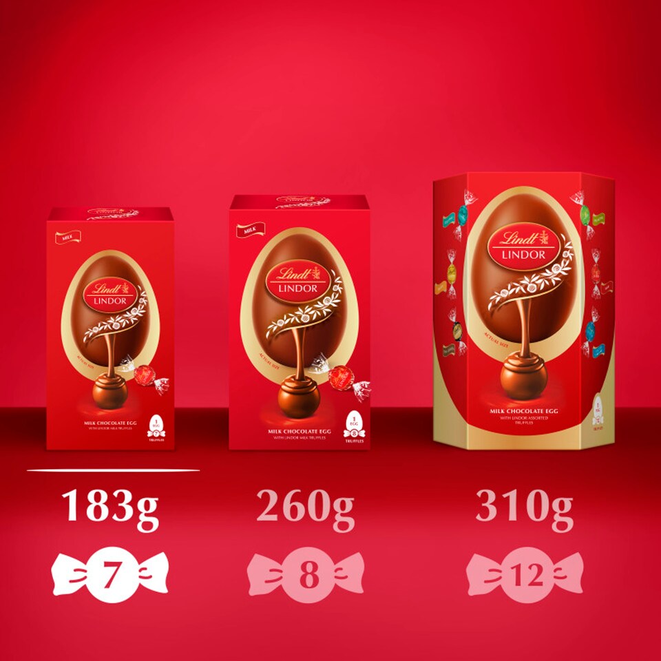 image 1 of Lindt Lindor Milk Chocolate Egg with Milk Truffles 183g