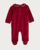 image 4 of F&F Baby Velour Teddy Bear Sleepsuit in Red