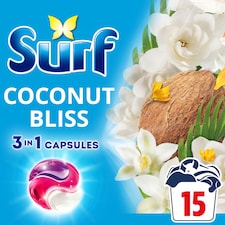 Surf 3 In 1 Coconut Bliss Washing Capsules 15 Washes 259.5g