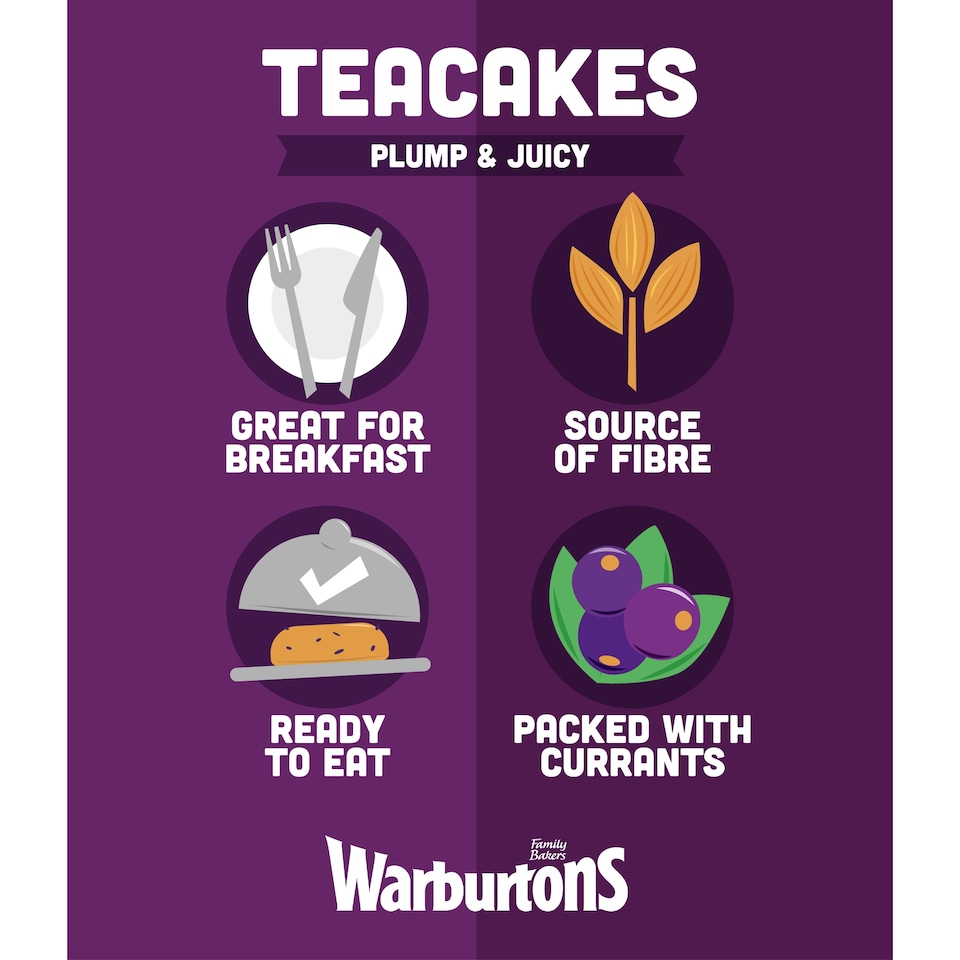 image 1 of Warburtons Fruit Teacakes 4 Pack