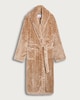 image 4 of F&F Fleece Textured Striped Dressing Gown in Camel