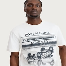 Post Malone Pure Cotton Short Sleeved T-Shirt in Cream