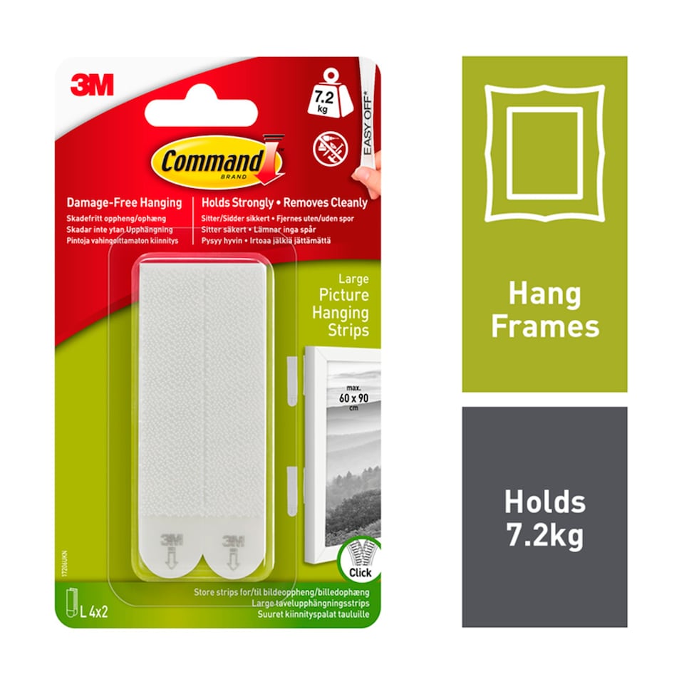 Command Large Picture Hanging Strips 4 Sets