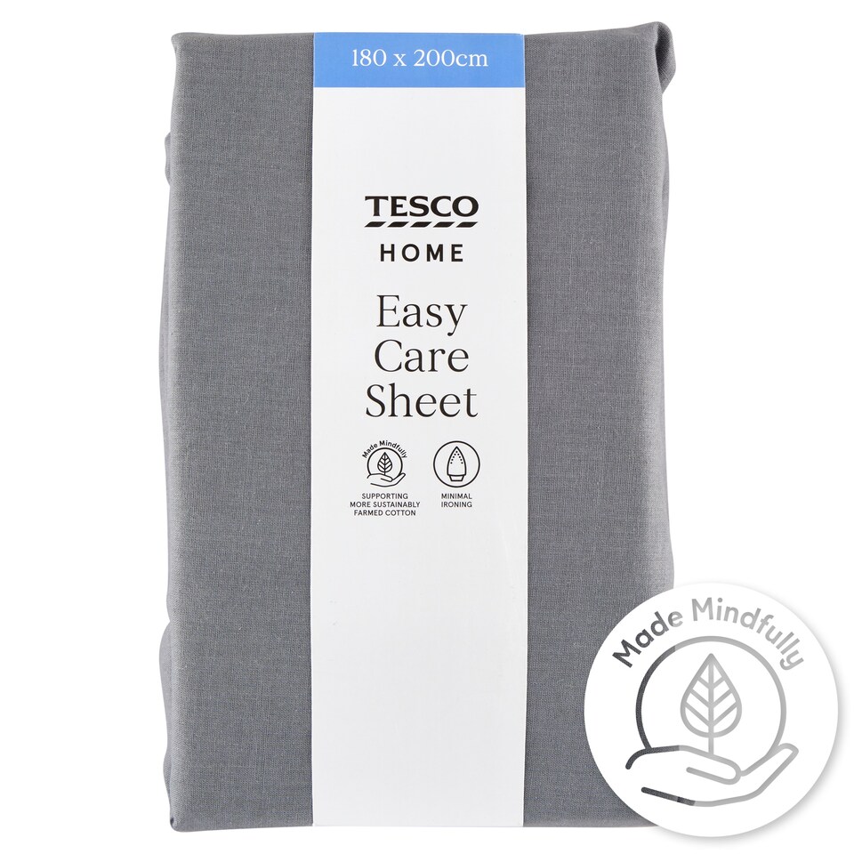 Tesco Home Easy Care Gray Sheet 180 x 200 cm
