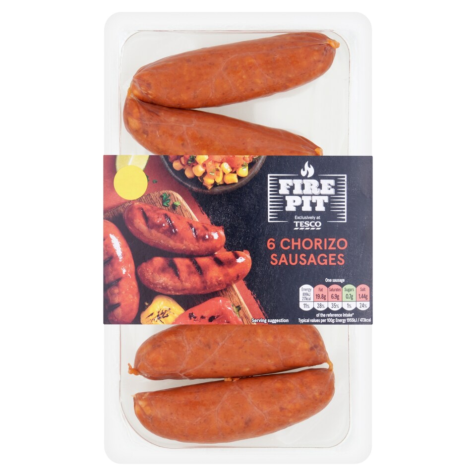 Tesco Fire Pit Chorizo Sausages 6Pack 300G