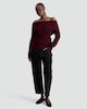 image 2 of F&F Cable Knit Off Shoulder Jumper with Wool in Burgundy