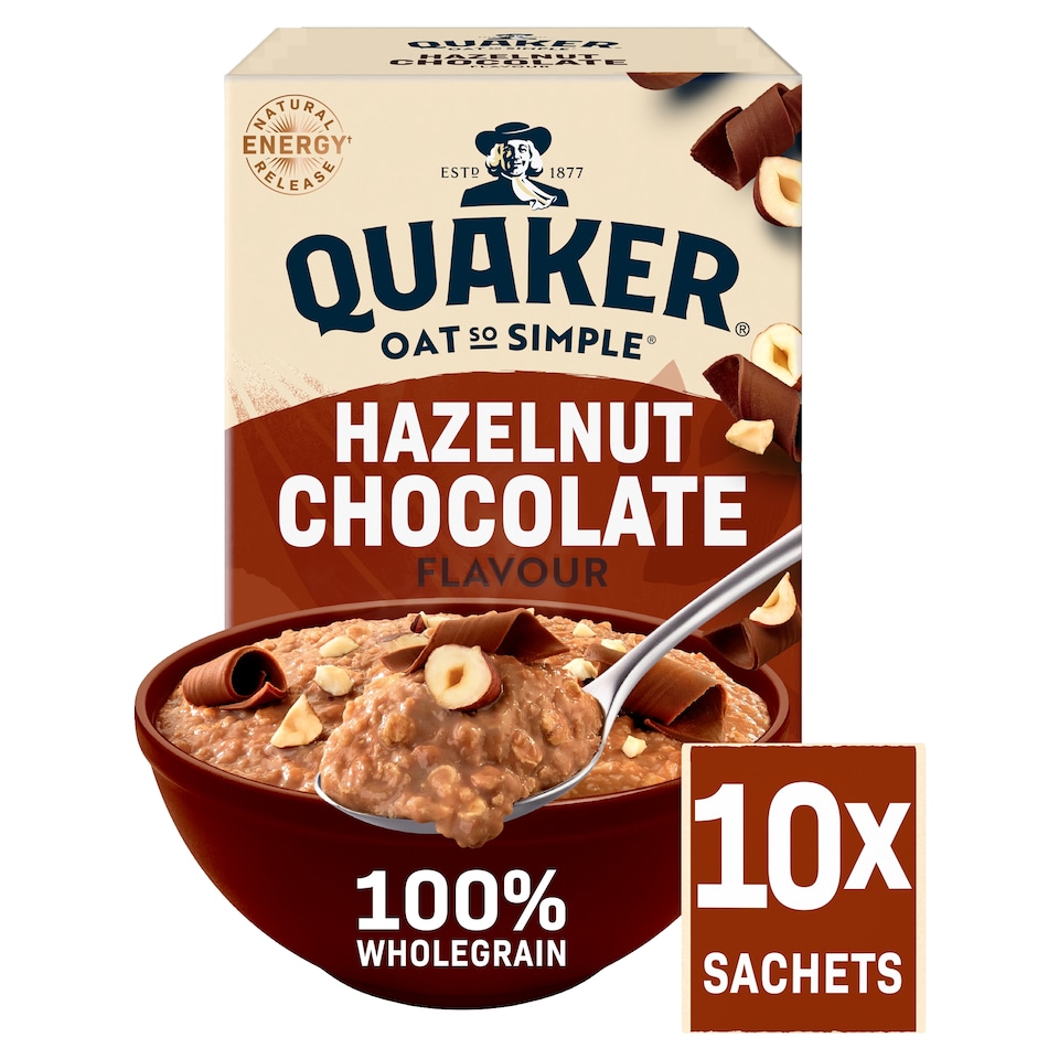 Quaker Oat So Simple Porridge Sachets - Hazelnut Chocolate 10x36g