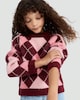 image 2 of F&F Girls Argyle Knitted Jumper in Multi Pink