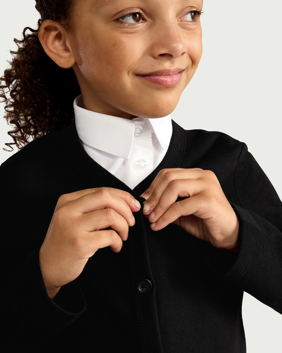 image 1 of F&F School Unisex 2-Pack Cotton Rich Sweat Cardigans in Black
