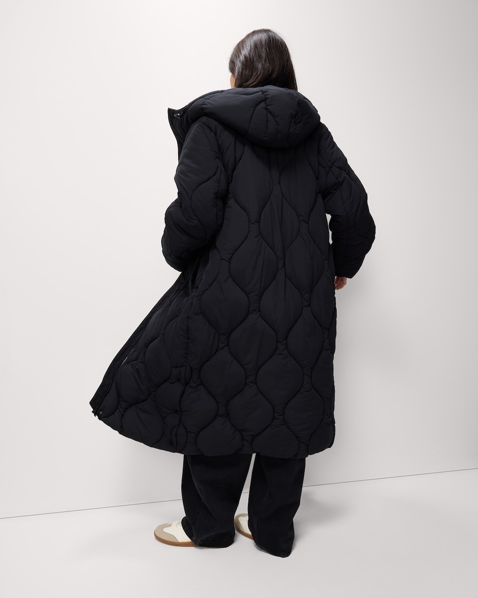 image 1 of F&F Shower Resistant Duvet Coat in Black