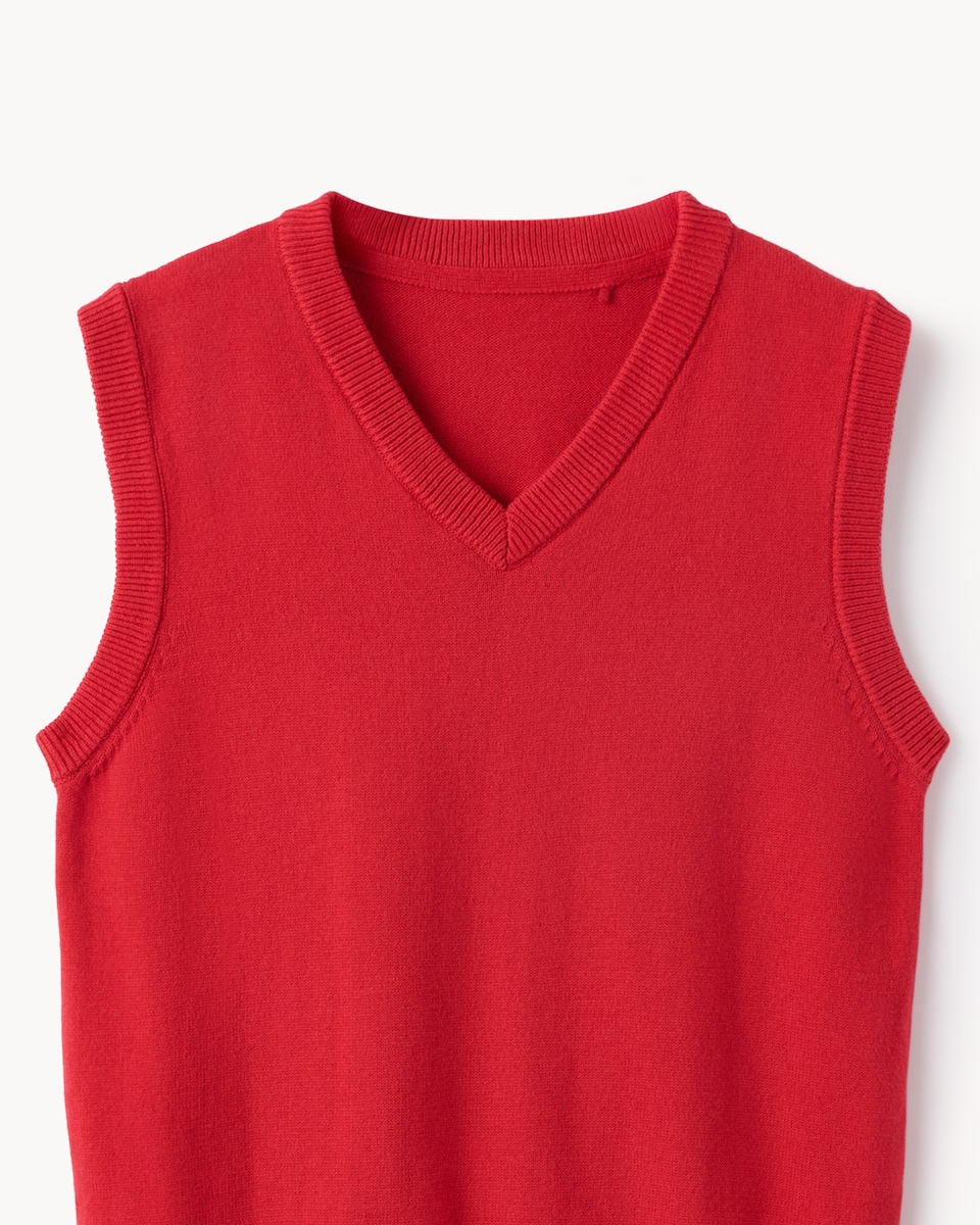 image 1 of F&F School Unisex Pure Cotton V-Neck Tank Top in Red
