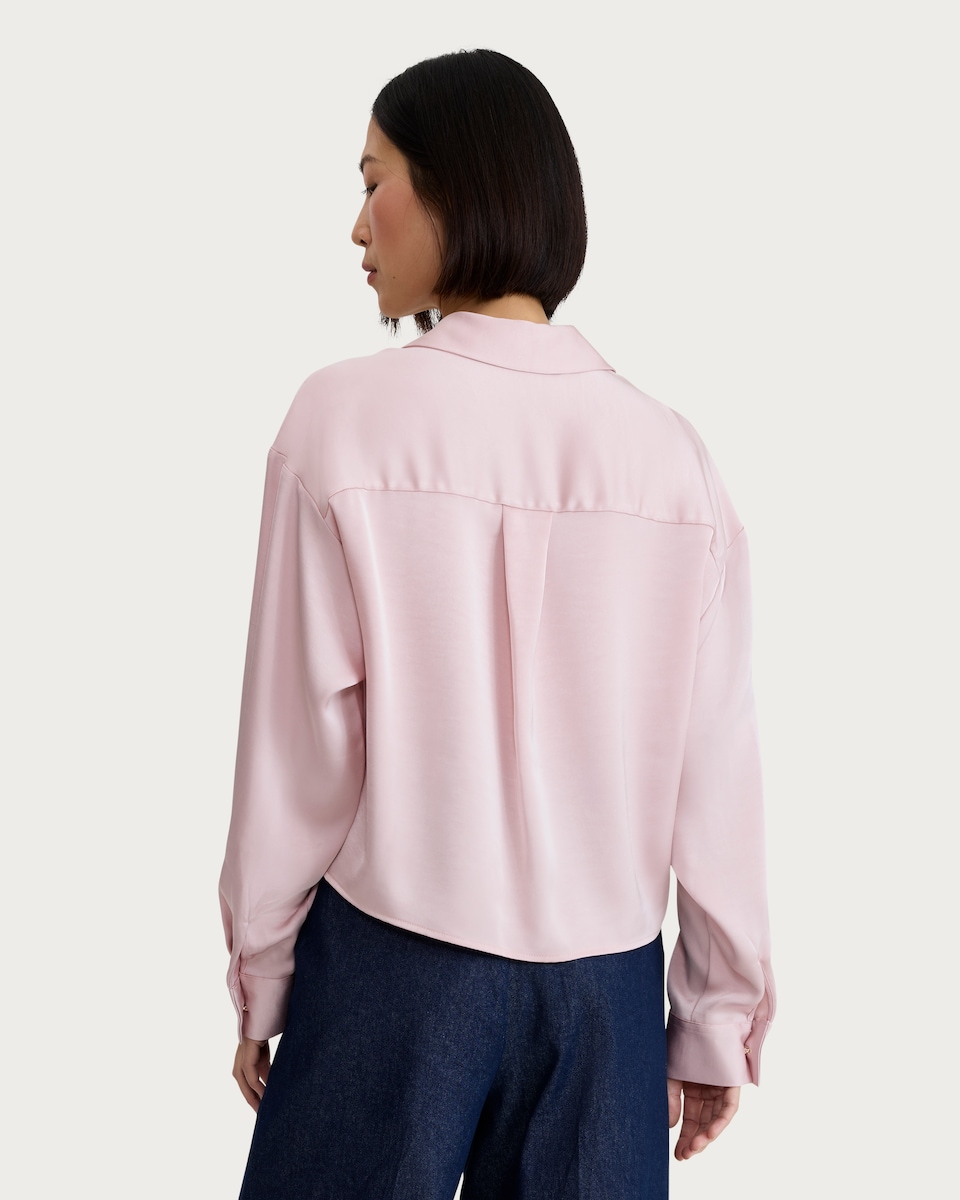 image 1 of F&F Satin Twist Front Hem Button Up Co-ord Shirt in Pink