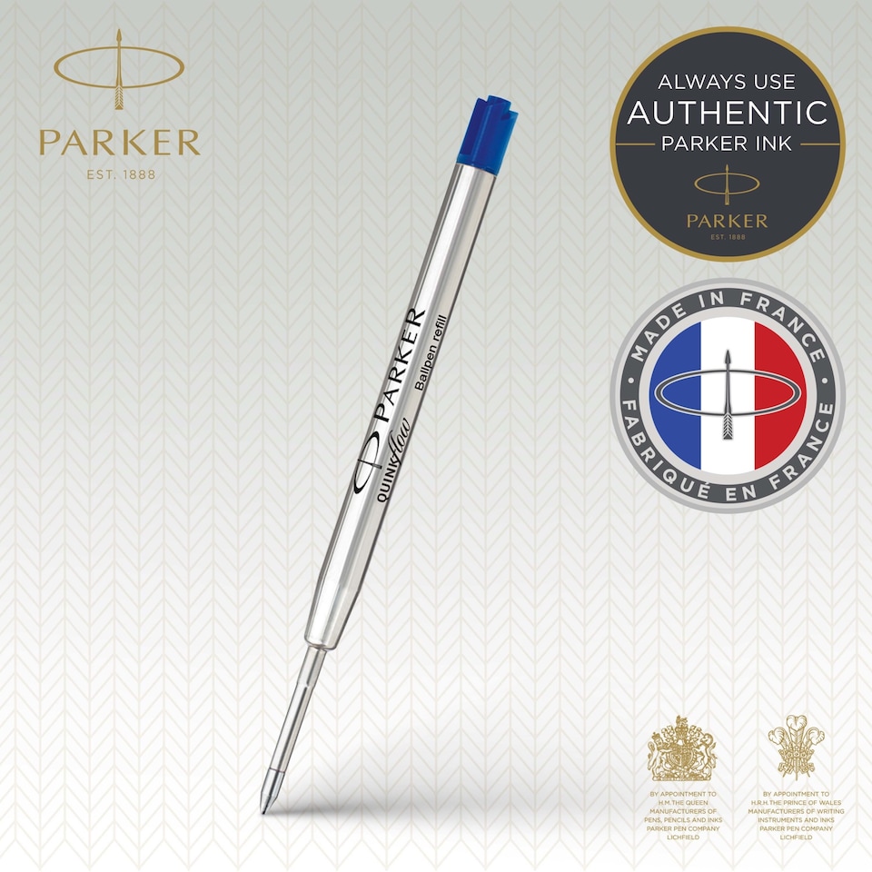 image 1 of Parker Ballpoint Pen Refills, Quinkflow Blue Ink, 2 Count