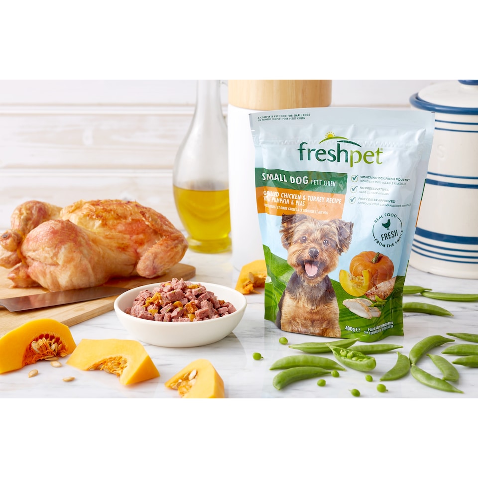 image 1 of Freshpet Small Dog Grilled Chicken & Turkey Recipe with Pumpkin & Peas 400g