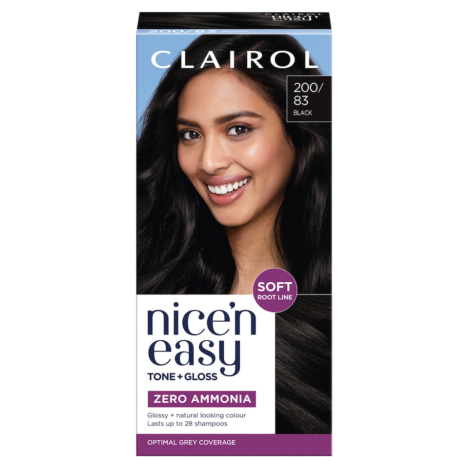 image 1 of CLAIROL NICE'N EASY TONE+GLOSS SEMI PERMANENT HAIR DYE - 200/83 BLACK