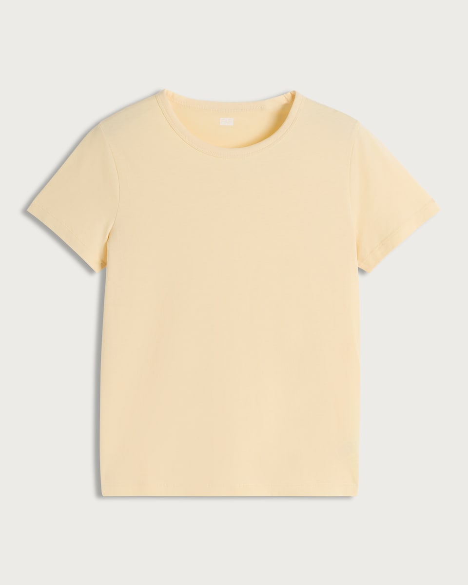 image 1 of F&F Pure Cotton Short Sleeved T-Shirt in Yellow
