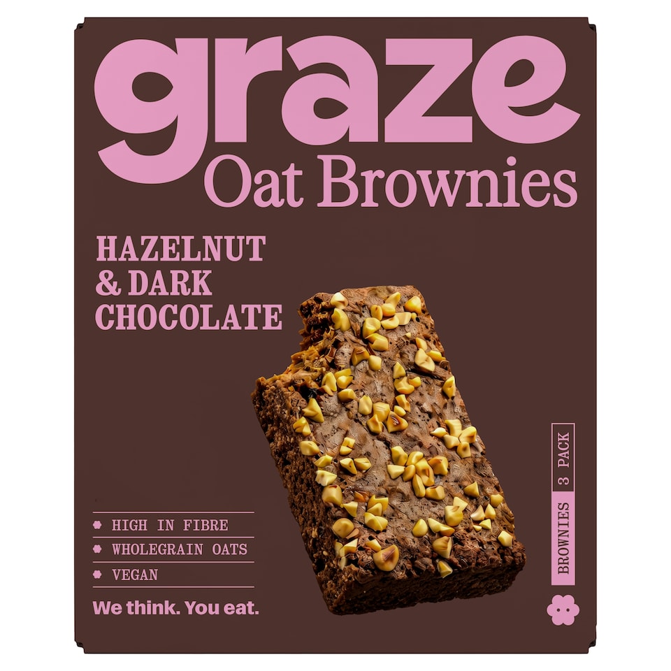 Graze Hazelnut & Dark Chocolate Oat Brownies 3x45g