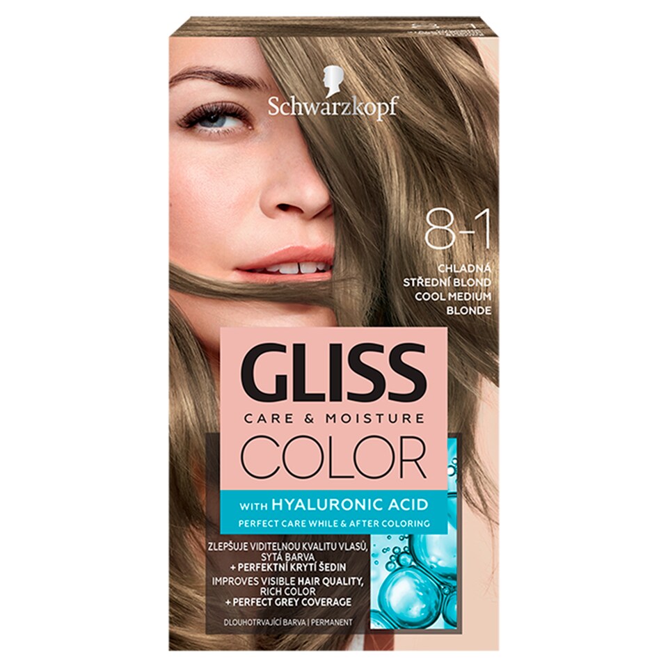 Schwarzkopf Gliss Color farba na vlasy Chladný Stredný Blond 8-1