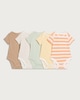 image 1 of F&F Baby 5-Pack Cotton Rich Ribbed Short Sleeved Bodysuits in Multi