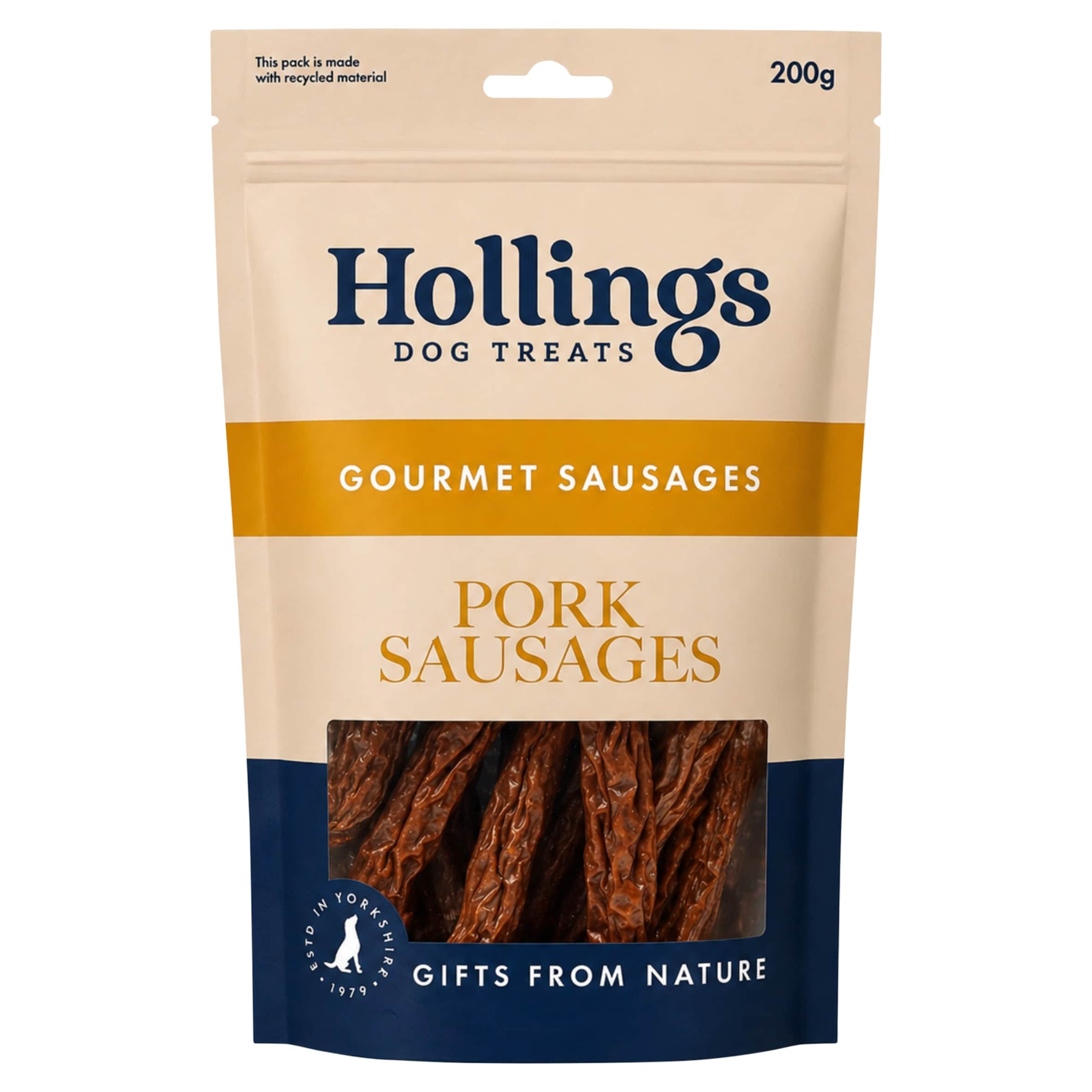 Hollings Pork Sausages Natural Dog Treats 200g