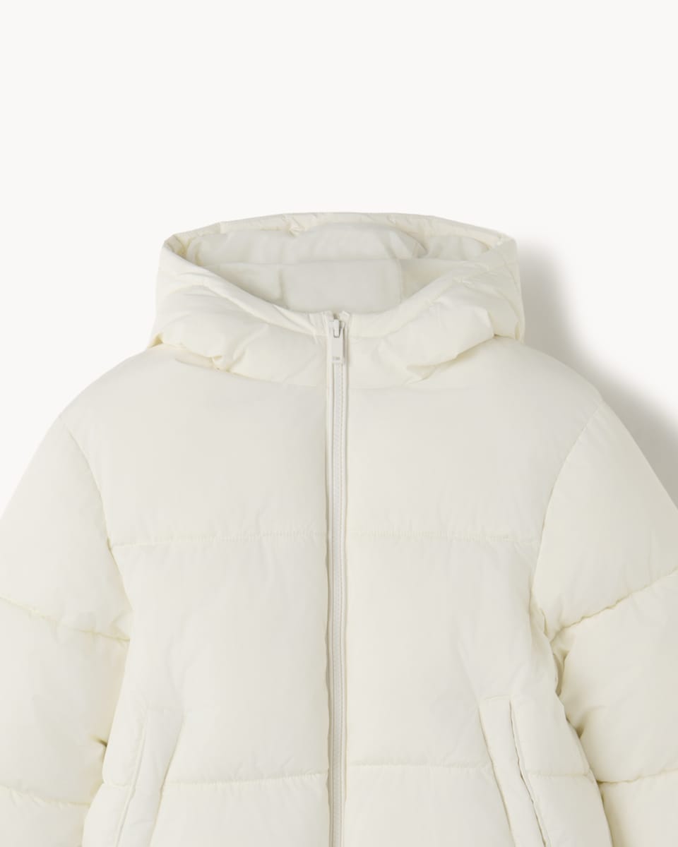 image 1 of F&F Girls Shower Resistant Hooded Padded Coat in Cream