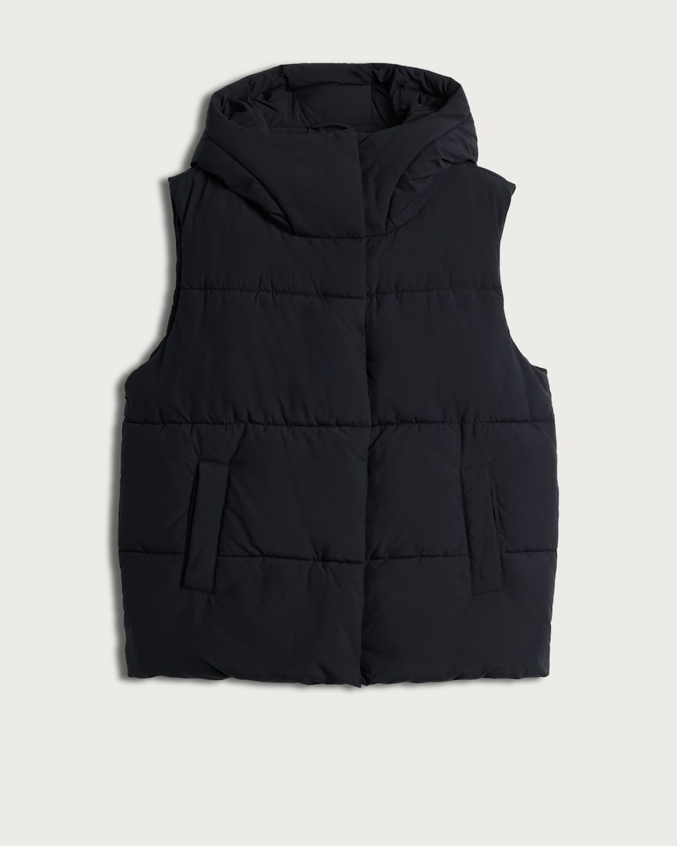 image 1 of F&F Hooded Puffer Gilet in Black