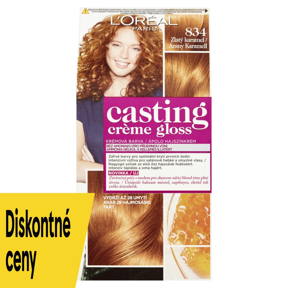 L'Oréal Paris Casting Creme Gloss, semipermanentná farba 834 ZLATÝ KARAMEL, 48 +72 +60 ml