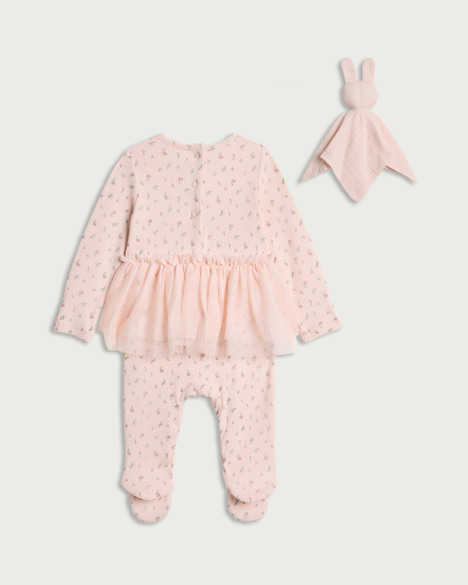 image 1 of F&F Baby 2-Piece Cotton Rich Floral Set in Pink
